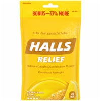 HALLS Relief Honey Lemon Flavor Cough Suppressant Drops Perspective: Main