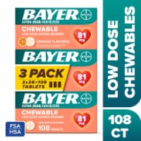 Bayer® Low Dose Chewable Aspirin Pain Reliever Orange Flavor Tablets 81mg