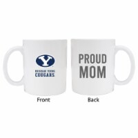 Brigham Young Cougars Proud Mom White Ceramic Coffee Mug (White).