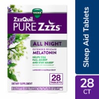 ZzzQuil PURE Zzzs All Night Extended Release Melatonin Sleep Aid Tablets Perspective: Main
