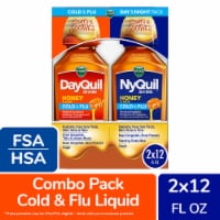 Vicks DayQuil & NyQuil Severe Cold & Flu Medicine Acetaminophen Honey Liquid Combo Pack Perspective: Main