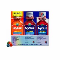 Vicks DayQuil & NyQuil SEVERE Cold & Flu Relief Liquid, Berry (12 fl oz, 3 pk)