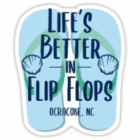 Ocracoke North Carolina  Souvenir 4 Inch Vinyl Decal Sticker Flip Flop Design