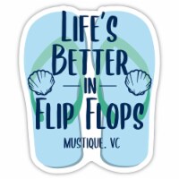 Mustique St Vincent And The Grenadines Souvenir 4 Inch Vinyl Decal Sticker Flip Flop Design