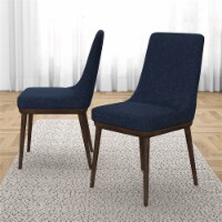 Grayson Mid-Century Modern  Polyester Blend Dining Chair  in Blue (Set of 2)
