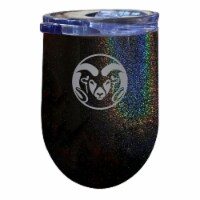 Colorado State Rams 12 oz Laser Etched Insulated Wine Stainless Steel Tumbler Rainbow Glitter
