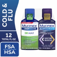 Mucinex Fast Max DM Max & Mucinex Nightshift Cold & Flu Liquids Perspective: Main
