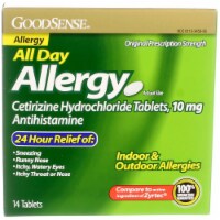 GoodSense Antihistamine Cetirizine HCl Allergy Relief Tablets, 10 mg 24-Hour, 14 Ct