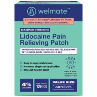 Welmate Lidocaine 4% Pain Relief Patch | Value Size - 30 Count | Maximum Strength