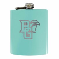 Bowling Green Falcons Stainless Steel Etched Flask - Choose Your Color Seafoam