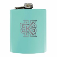 Kennesaw State University Stainless Steel Etched Flask - Choose Your Color Seafoam