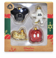Disney Parks Mickey Mouse Body Parts Glitter Christmas Ornament Set New With Box