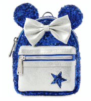 Disney Parks Wishes Come True Blue Minnie Sequined Backpack Wristlet New W Tag