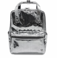 Disney Visa Cardmember Exclusive Metallic Silver Vinyl Backpack Limited New Tag