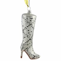 Holiday Ornament Tall Boot-Snake Skin Ornament Knee-High Shoe Heel Go6692sn