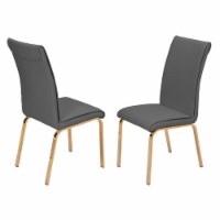 Dark Gray Chairs Upholstered with Faux Leather and Gold Chrome Base (Set of 2)
