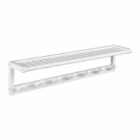 Solid Wood Abingdon Large Peg Rack With Shelf, Sturdy Wall Mounted Wooden Coat Rack In White