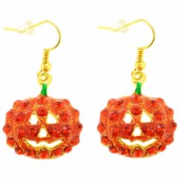 Fantasyard Hyacinth Pumpkin Halloween Earring - Silver - 0.875 x 0.75 in.