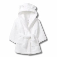 Organic Baby Hooded Bath Robe - Infant Hooded Robe, Absorbent 100% Organic Cotton, White