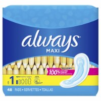 Always Maxi Unscented Pads without Wings, Regular, 48 Count (Pack of 20)