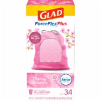 Glad ForceFlex MaxStrength 13 Gal. Cherry Blossom Scent Pink Kitchen Drawstring (Pack of 12)