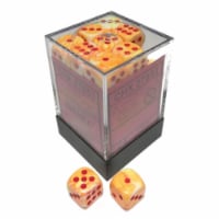 Chessex Manufacturing CHX27853 12 mm D6 Cube Festive Dice - Sunburst & Red, 36 Piece