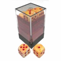 Chessex Manufacturing CHX27653 16 mm D6 Cube Festive Dice - Sunburst & Red, 12 Piece