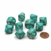 Chessex Manufacturing CHX27203 D10 Clamshell Marble Oxi-Copper & White Dice - 10 Piece