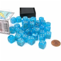 Chessex Manufacturing CHX27966 12 mm D6 Cube GND Luminary Sky & Silver Dice - 36 Piece