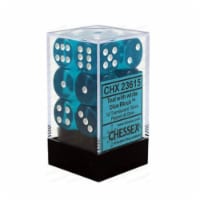 Chessex 12 Count 16mm D6 Translucent Teal White Dice CHX23615
