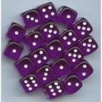 Chessex Manufacturing 23807 12 mm Set Of Purple With White Translucent D6 Dice Set Of 36