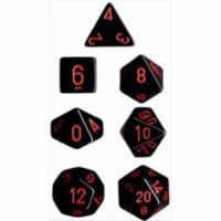 Chessex Manufacturing 25418 Opaque Black With Red Polyhedral Dice Set Of 7