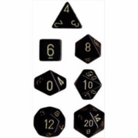 Chessex Manufacturing 25428 Opaque Black With Gold Polyhedral Dice Set Of 7