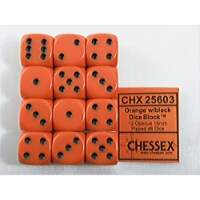 Chessex Manufacturing 25603 Opaque Orange With Black - 16 mm Six Sided Dice Set Of 12