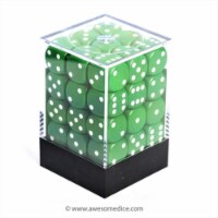 Chessex Manufacturing 25805 Opaque Green With White - 12 mm Six Sided Dice Set Of 36