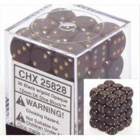 Chessex Manufacturing 25828 Opaque Black With Gold - 12 mm Six Sided Dice Set Of 36