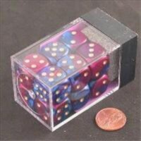 Chessex Manufacturing 26628 D6 Cube Gemini Set Of 12 Dice, 16 mm - Blue & Purple With Gold Nu