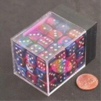 Chessex Manufacturing 26828 D6 Cube Gemini Set Of 36 Dice, 12 mm - Blue & Purple With Gold Nu