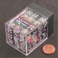 Chessex Manufacturing 26832 D6 Cube Gemini Set Of 36 Dice, 12 mm - Purple & Steel With White