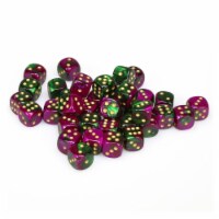Chessex 12mm D6 Set Dice 36 Count Gemini Green-Purple/Gold CHX 26834