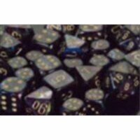 Chessex Manufacturing 27699 16 mm Lustrous Shadow With Gold Numbers D6 Dice Set Of 12