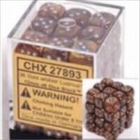 Chessex Manufacturing 27893 12 mm Lustrous Gold With Silver Numbering D6 Dice Set Of 36