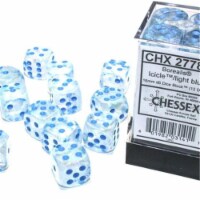Chessex Manufacturing CHX27781 16 mm D6 Cube Borealis Icicle Luminary Dice, Light Blue - Pack