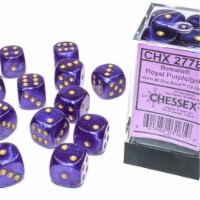 Chessex Manufacturing CHX27787 16 mm D6 Cube Borealis Luminary Dice, Royal Purple with Gold N