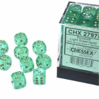 Chessex Manufacturing CHX27975 12 mm D6 Cube Borealis Luminary Dice, Light Green with Gold Nu