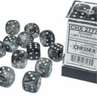 Chessex Manufacturing CHX27778 16 mm D6 Cube Borealis Luminary Dice, Light Smoke with Silver
