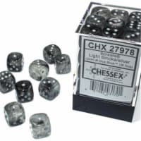 Chessex Manufacturing CHX27978 12 mm D6 Cube Borealis Luminary Dice, Light Smoke with Silver