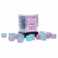 Chessex Manufacturing CHX26864 12 mm D6 Cube Gemini Luminary Gel Green & Pink Dice with Blue