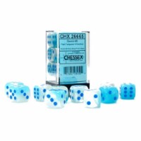 Chessex Manufacturing CHX26865 12 mm D6 Cube Gemini Luminary Pearl Turquoise & White Dice, Pa