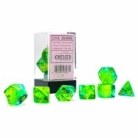 Chessex Manufacturing CHX26466 Cube Gemini Translucent Green & Teal Dice with Yellow Numbers,
